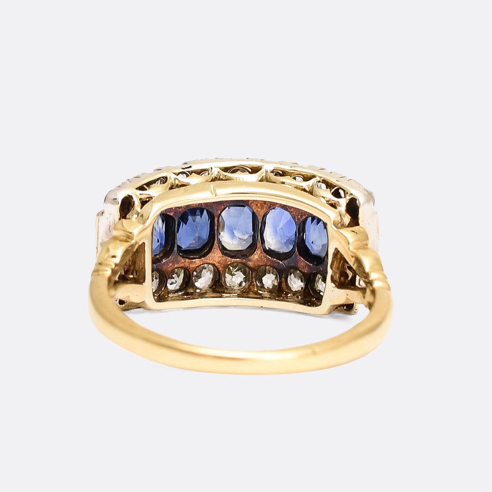 Victorian Sapphire & Diamond Triple Row Ring