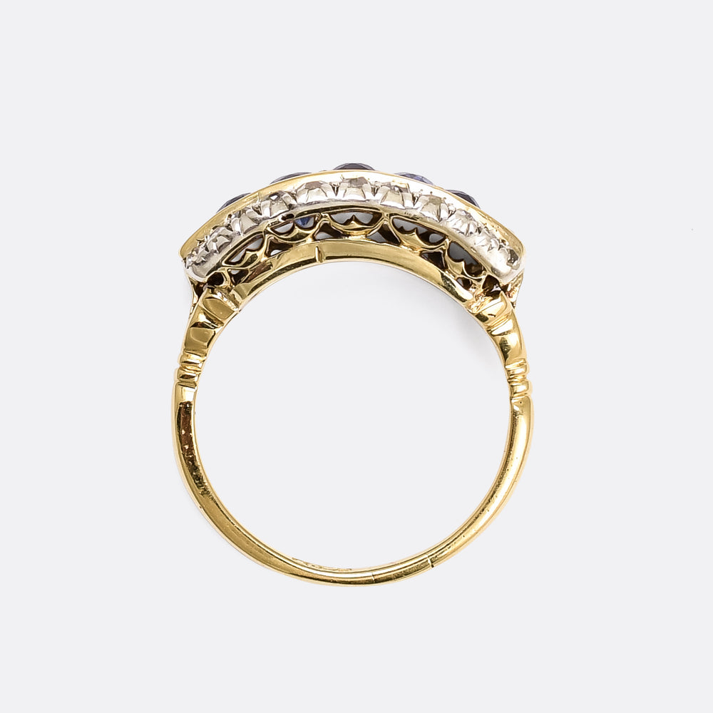 Victorian Sapphire & Diamond Triple Row Ring