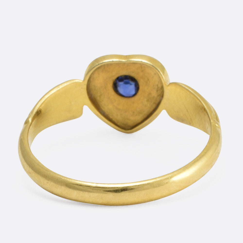 Victorian Sapphire & Pearl Heart Ring