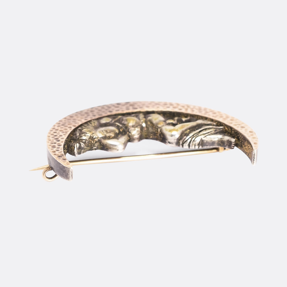 Victorian Selene Crescent Moon Pendant Brooch