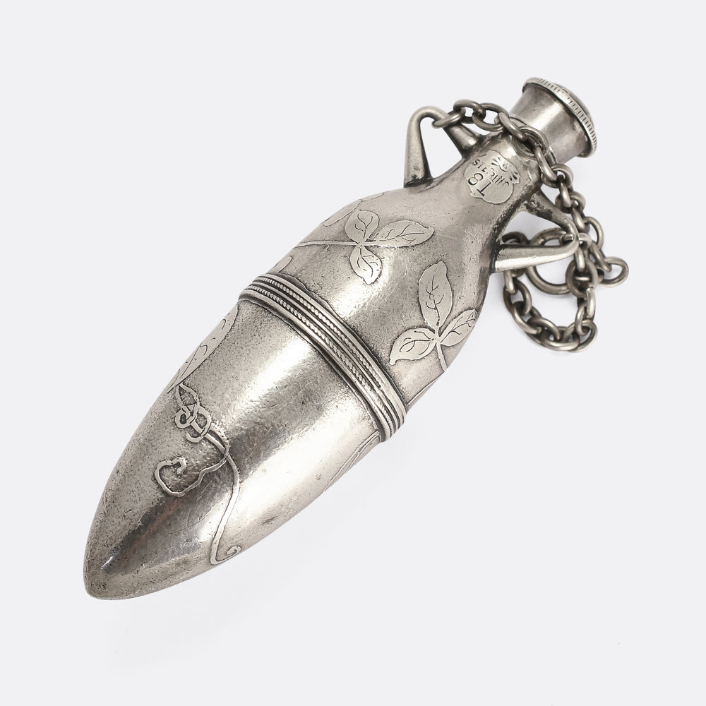 Victorian Silver Amphora Scent Bottle Pendant