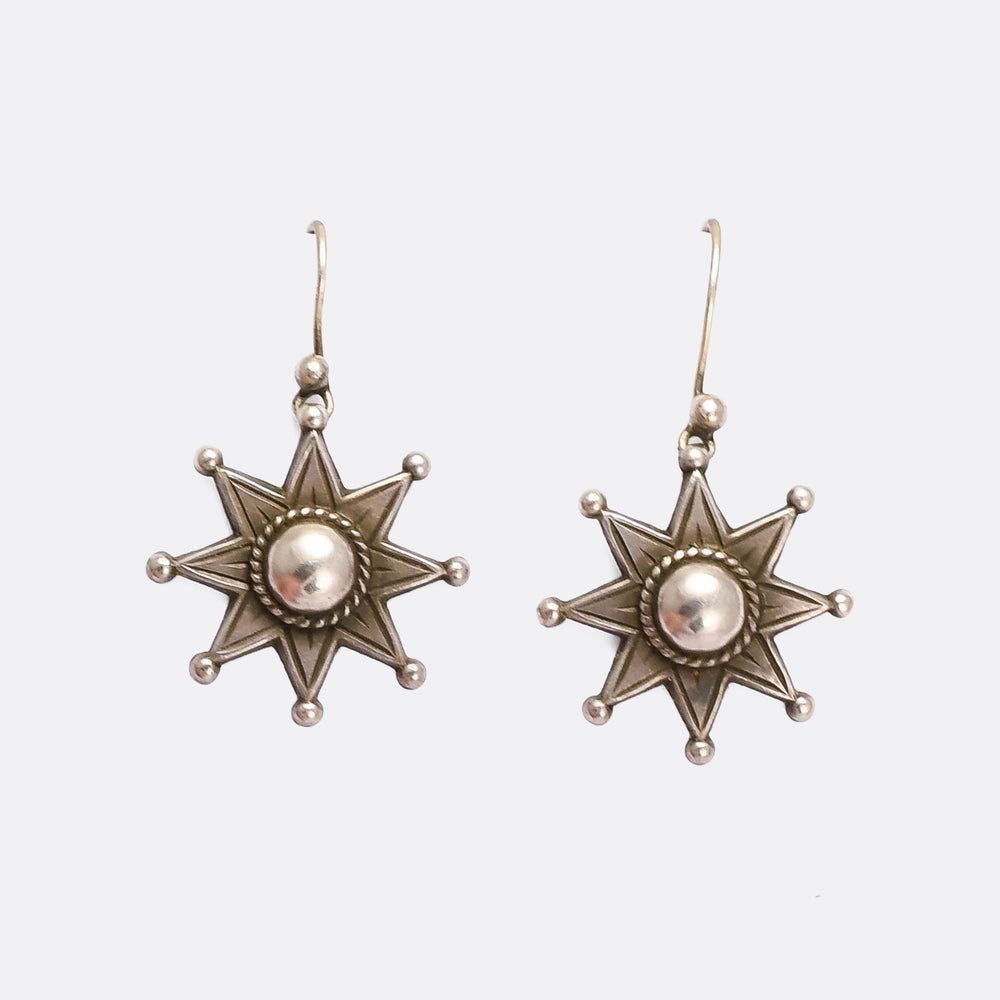 Victorian Silver Star Earrings