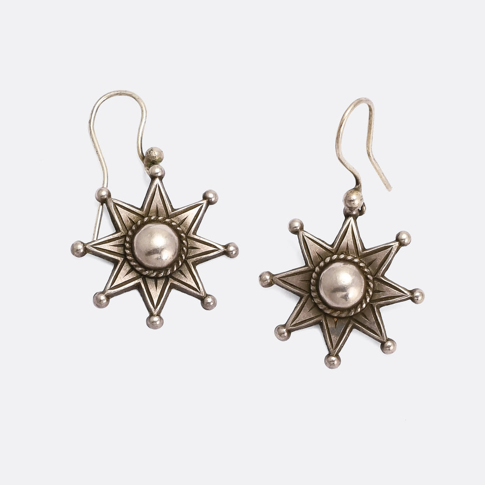 Victorian Silver Star Earrings