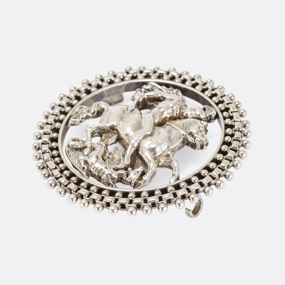 Victorian St George And The Dragon Brooch