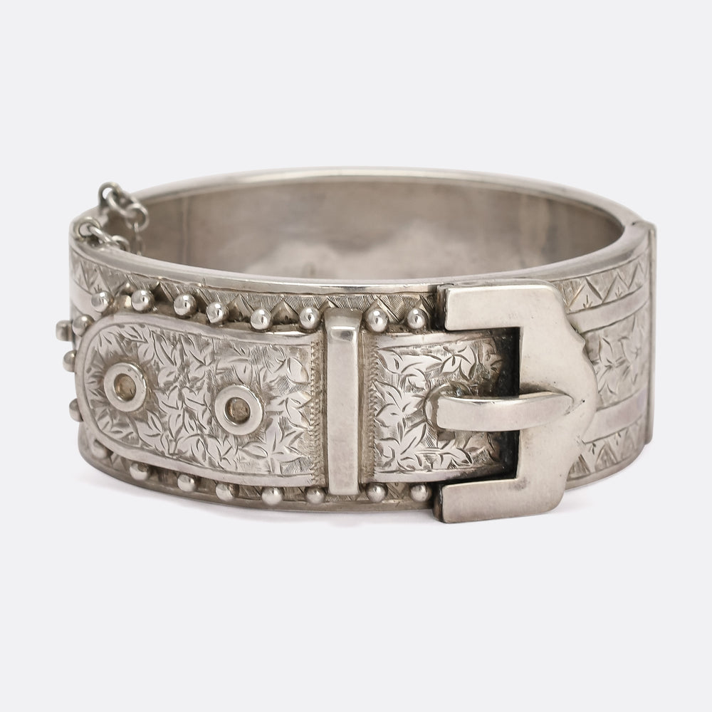 Victorian Sterling Silver Ivy Buckle Cuff