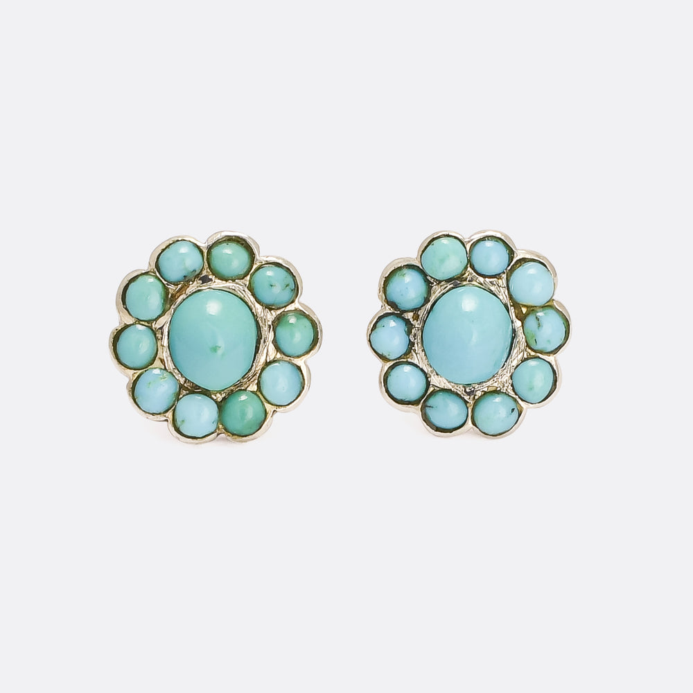 Victorian Turquoise Spider Web Earrings