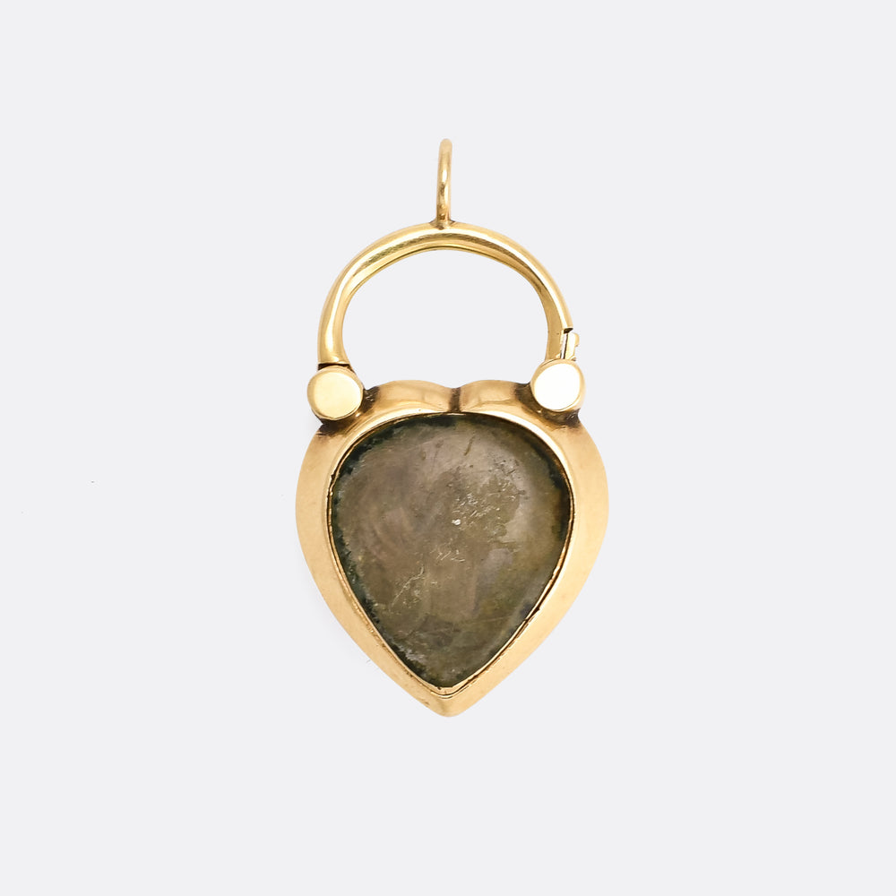 Victorian Turquoise Trefoil Heart Padlock Locket