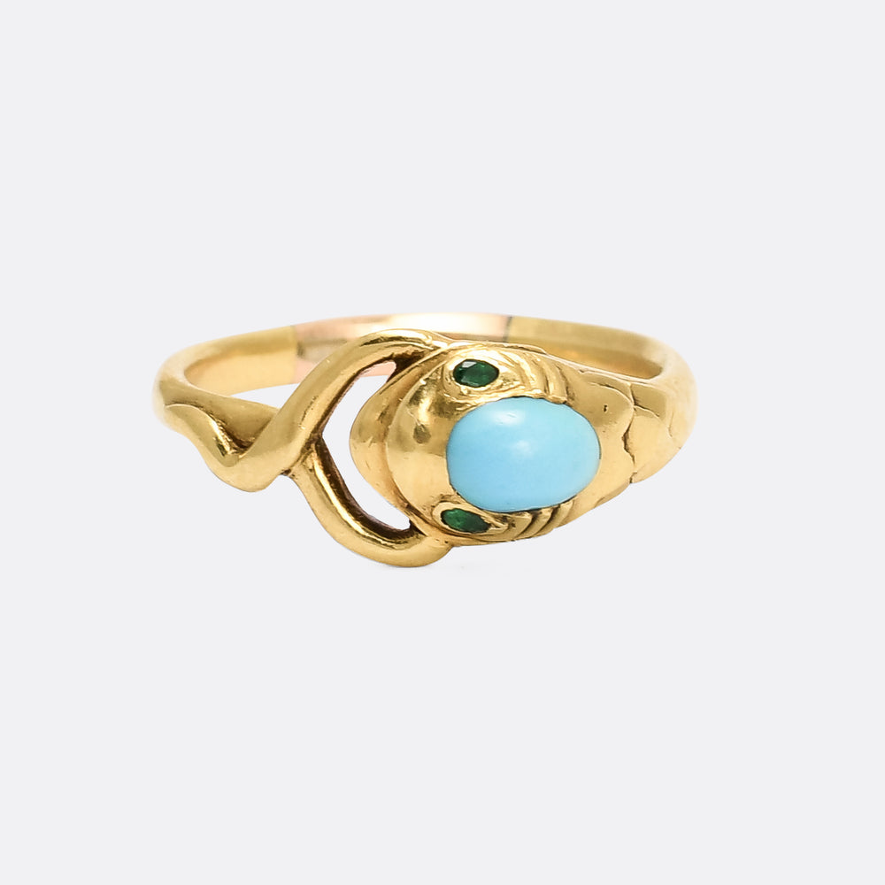 Victorian Turquoise & Emerald Ouroboros Ring