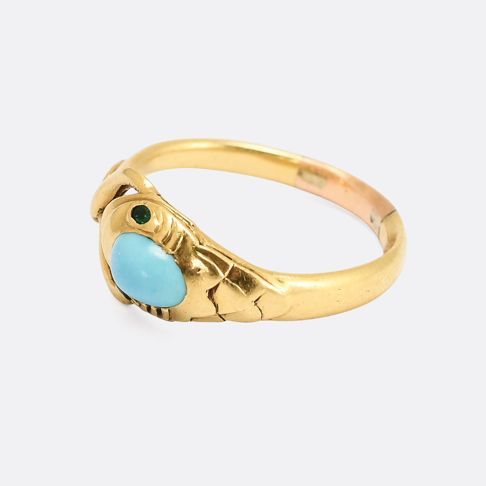 Victorian Turquoise & Emerald Ouroboros Ring