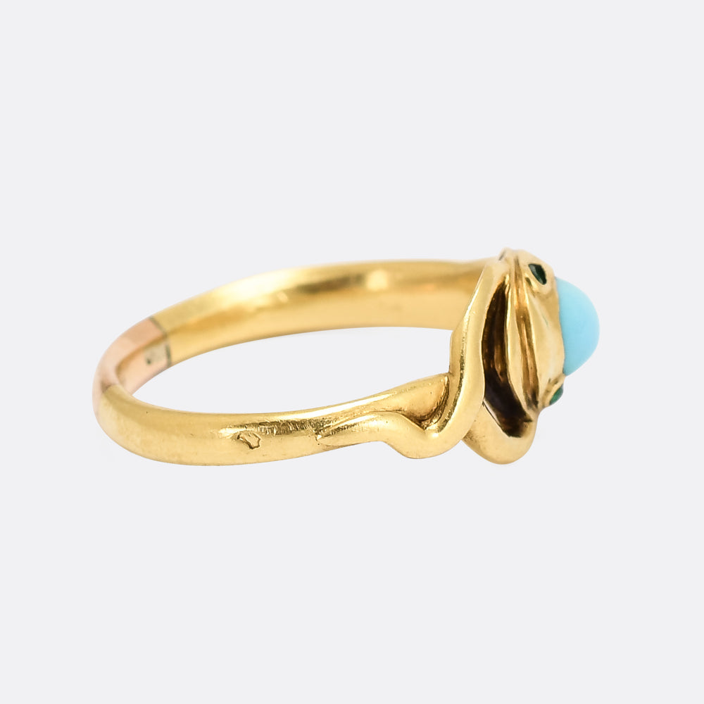 Victorian Turquoise & Emerald Ouroboros Ring