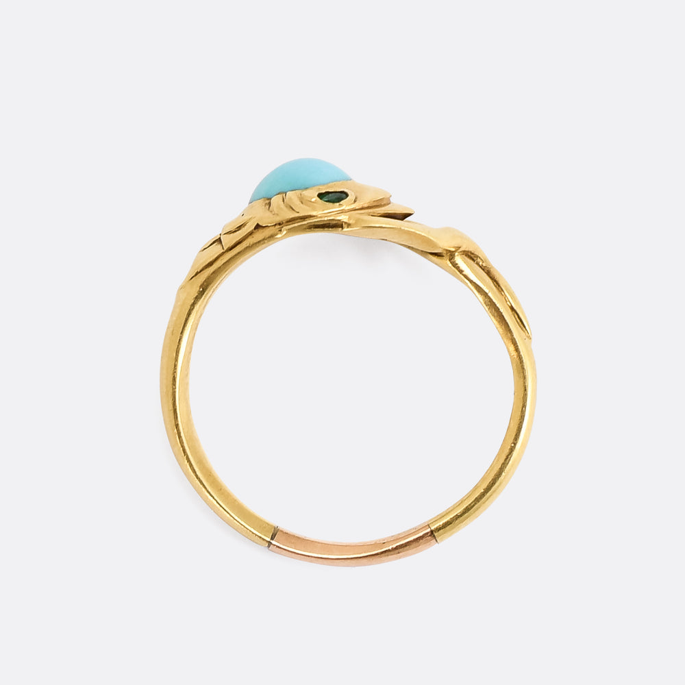Victorian Turquoise & Emerald Ouroboros Ring
