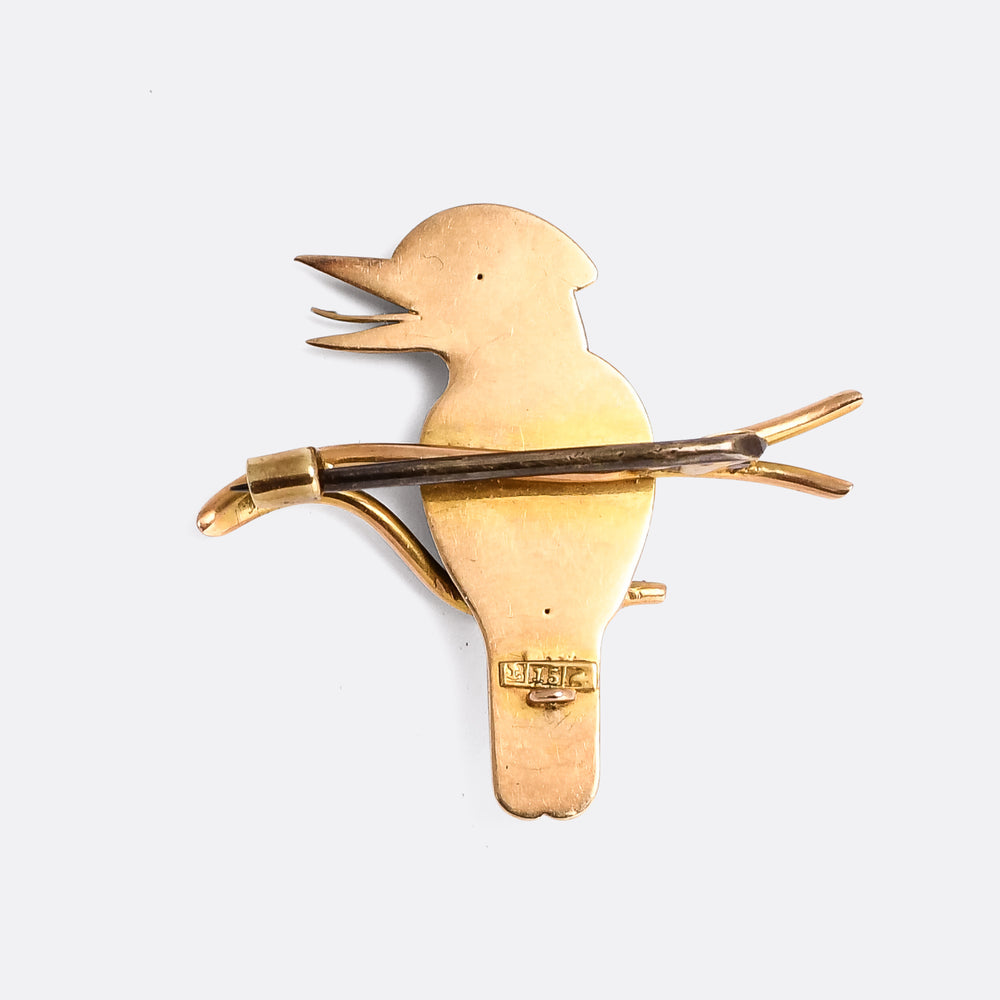 Victorian Turquoise & Pearl Kookaburra Brooch