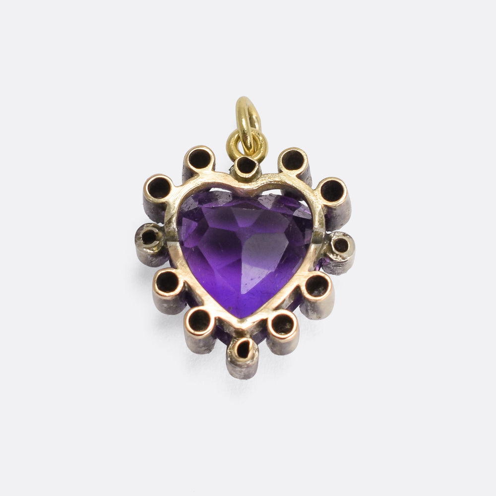 Victorian Amethyst & Diamond Heart Pendant