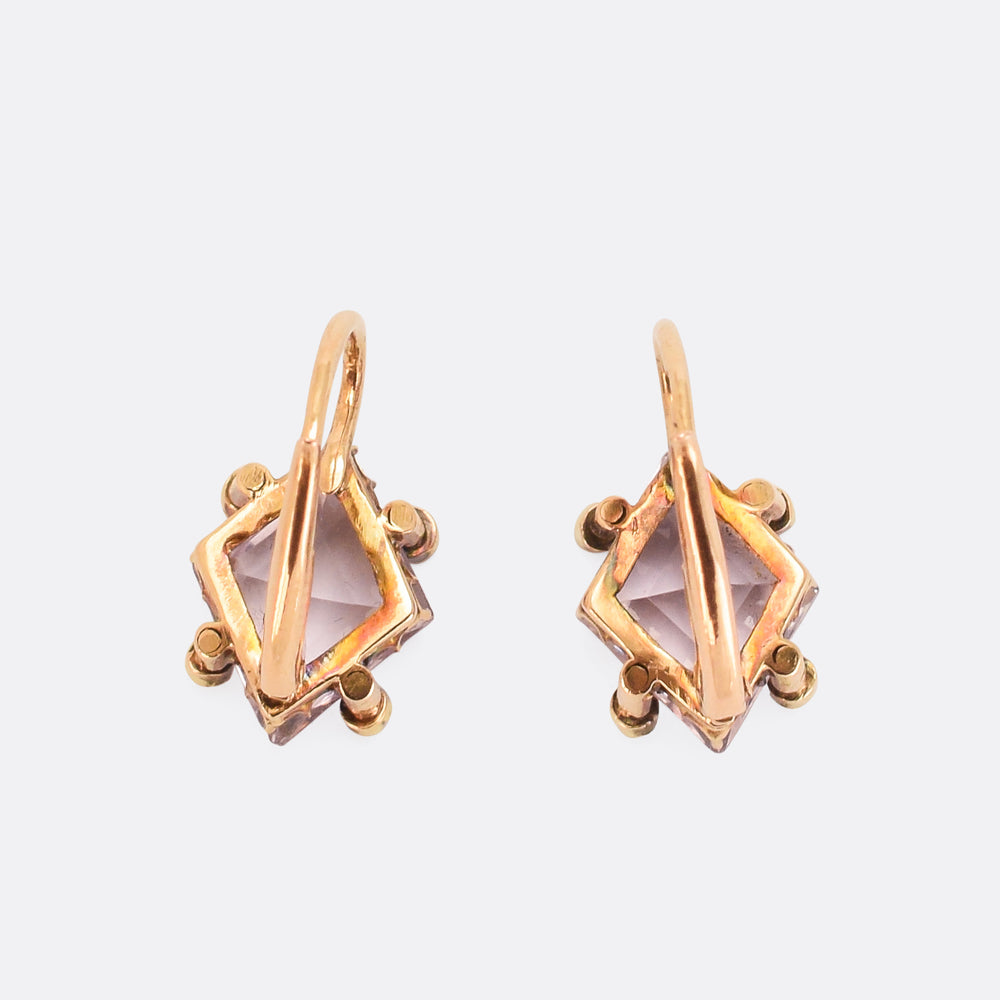Victorian Amethyst & Diamond Leverback Earrings