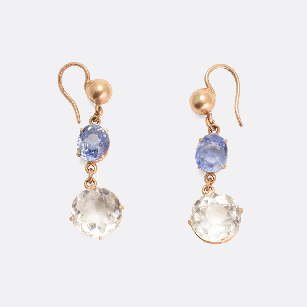 Victorian Ceylon & White Sapphire Drop Earrings