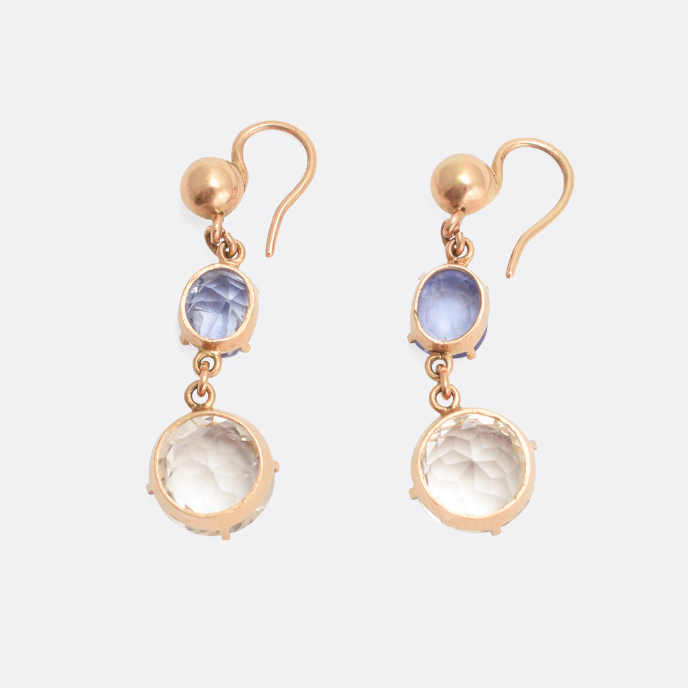 Victorian Ceylon & White Sapphire Drop Earrings