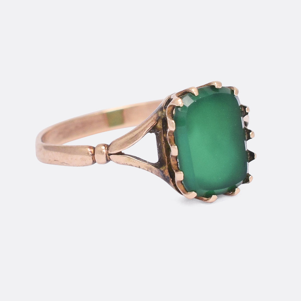 Victorian Chalcedony Cushion Signet Ring