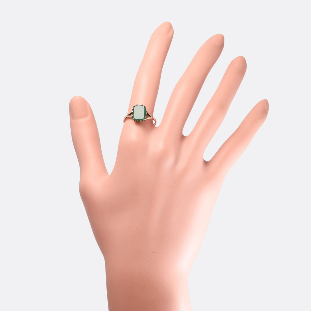 Victorian Chalcedony Cushion Signet Ring