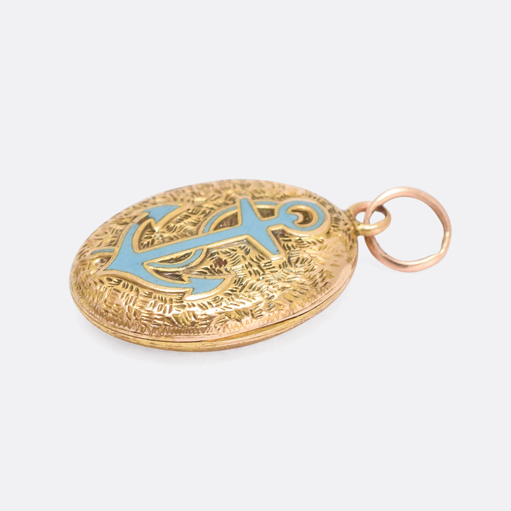 Victorian Chased Turquoise Anchor Locket