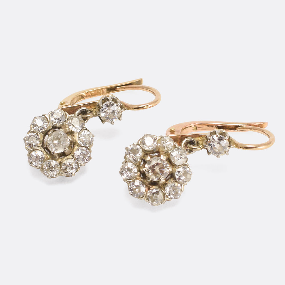 Victorian Diamond Cluster Earrings