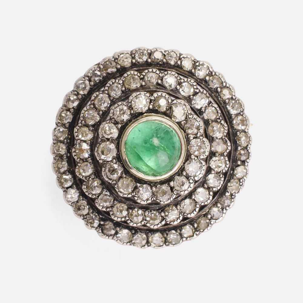 Victorian Diamond & Emerald Cluster Pendant