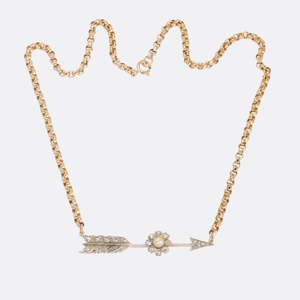 Harris Reed Arrows Victorian Diamond & Pearl Arrow Necklace – Butter Lane Antiques