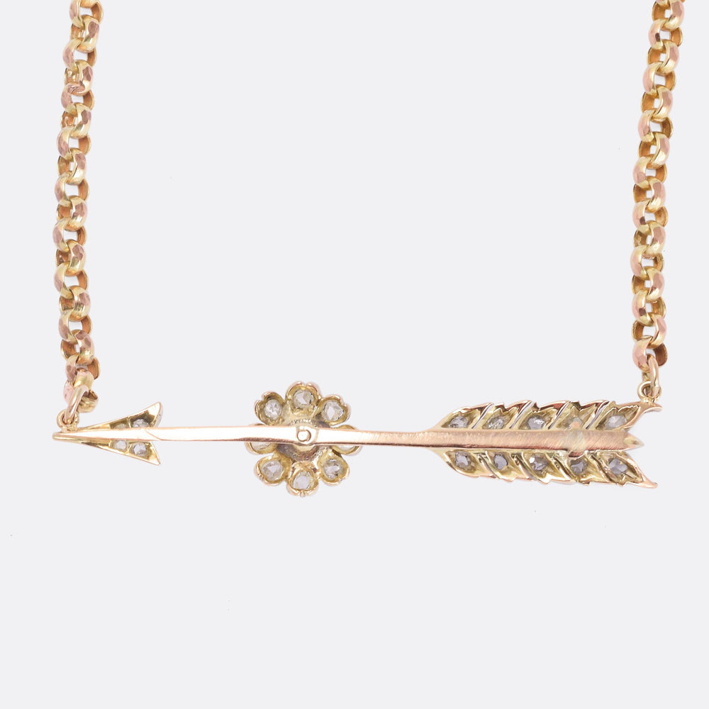 Victorian Diamond & Pearl Arrow Necklace