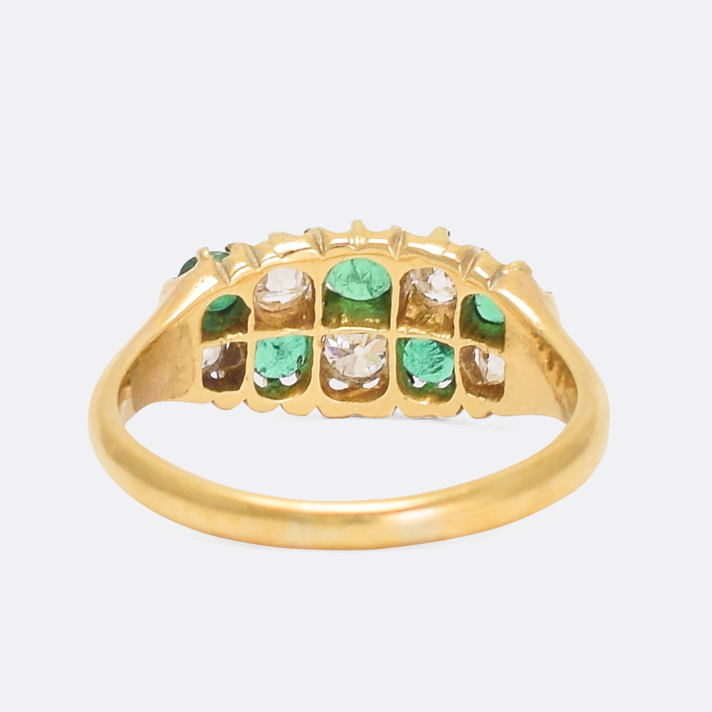 Victorian Emerald & Diamond Chequerboard Ring