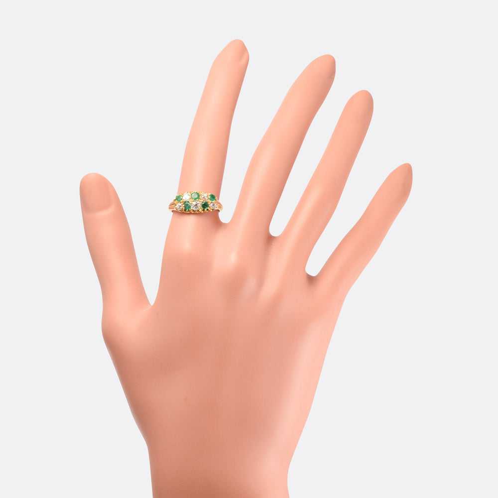 Victorian Emerald & Diamond Chequerboard Ring