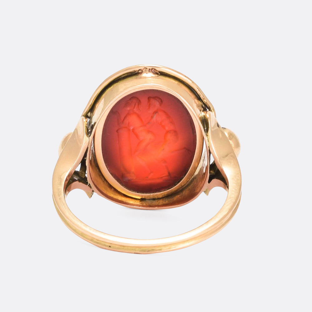 Victorian Erotic Intaglio Swivel Ring