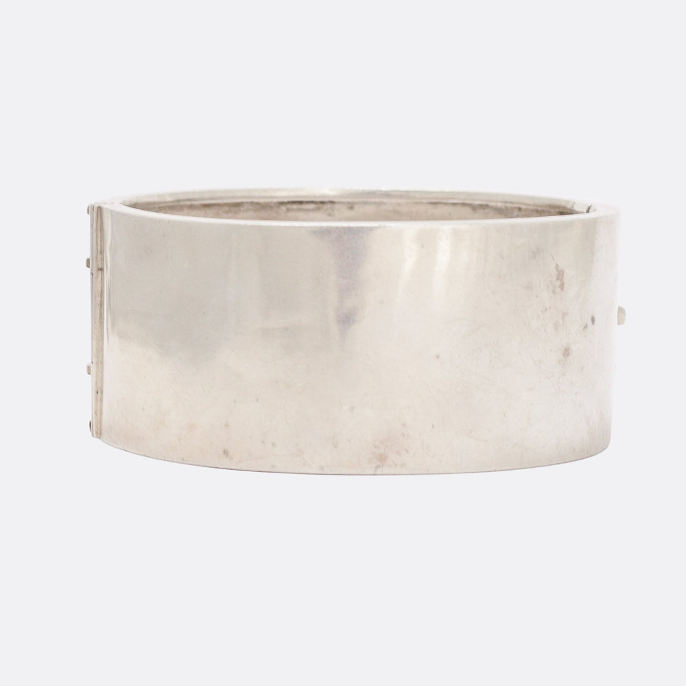 Victorian Foilate Chased Silver Cuff Bangle