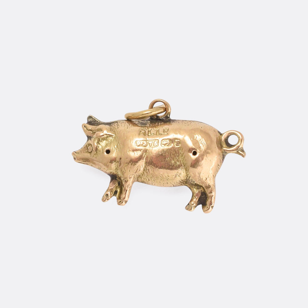 Victorian Gold Lucky Pig Charm