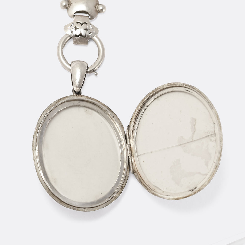 Victorian “Language of Flowers” Silver Locket & Collar