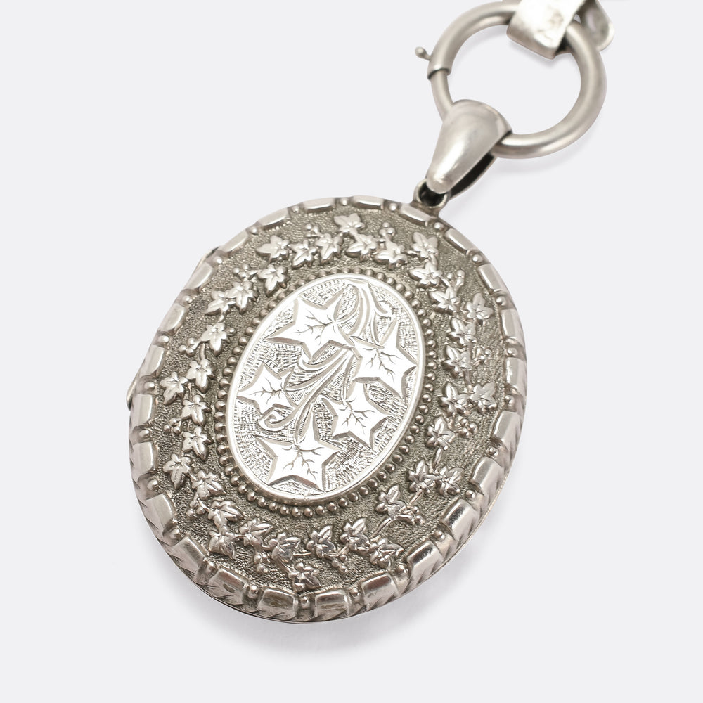 Victorian “Language of Flowers” Silver Locket & Collar