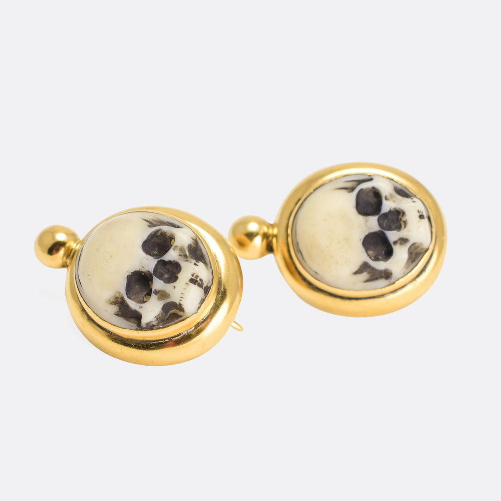Victorian Memento Mori Skull Earrings