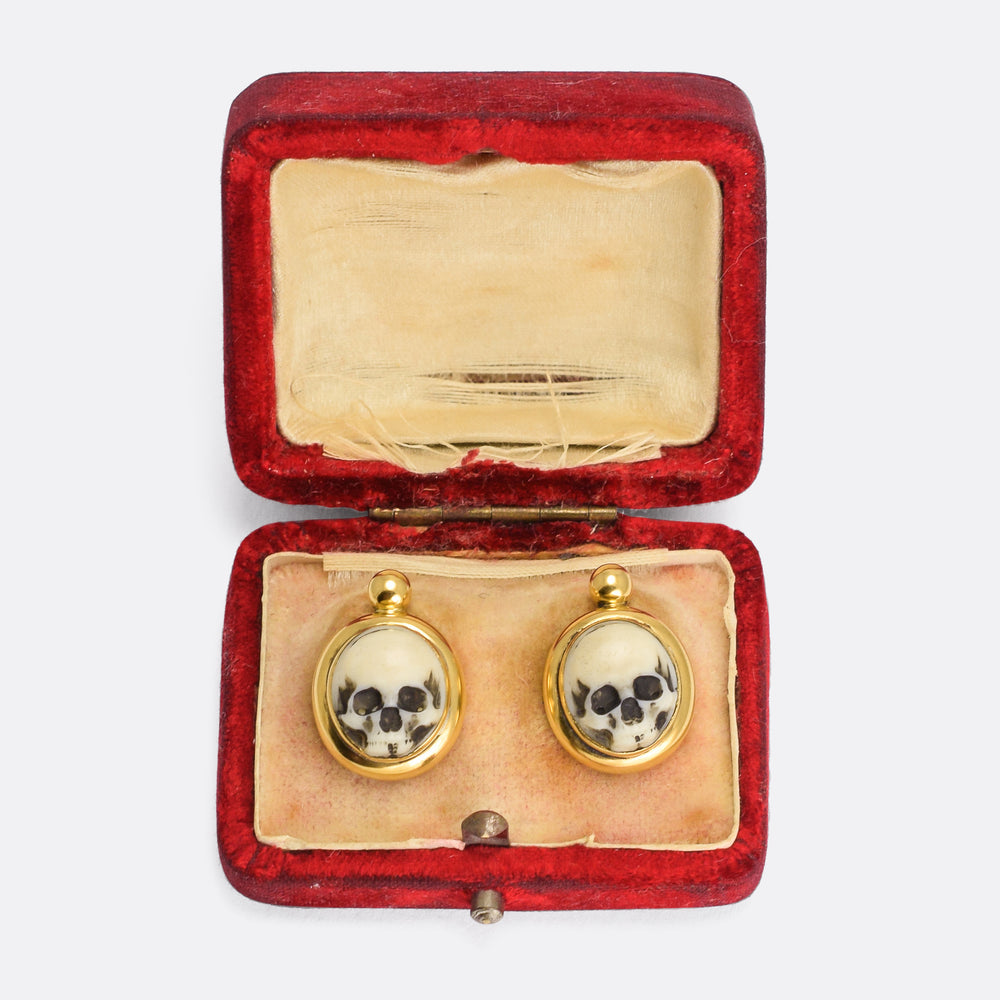 Victorian Memento Mori Skull Earrings