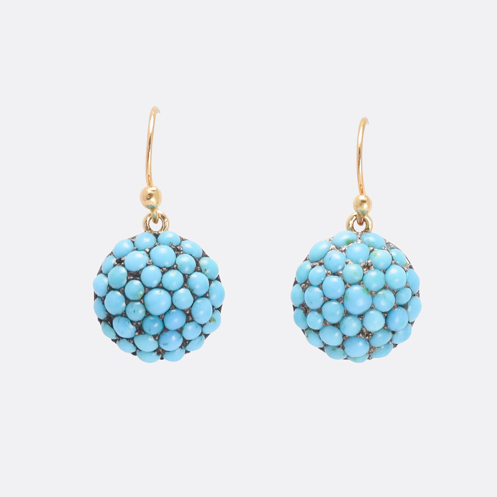Victorian Pavé Turquoise Dome Earrings
