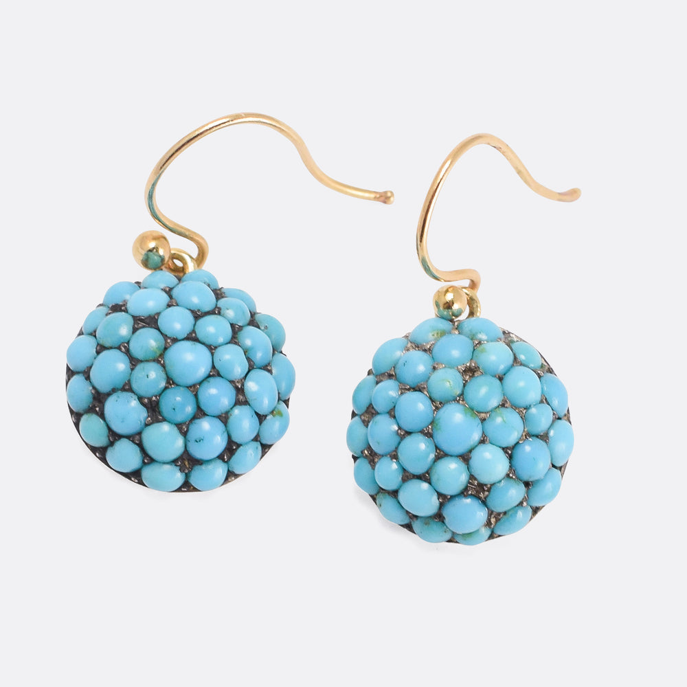 Victorian Pavé Turquoise Dome Earrings