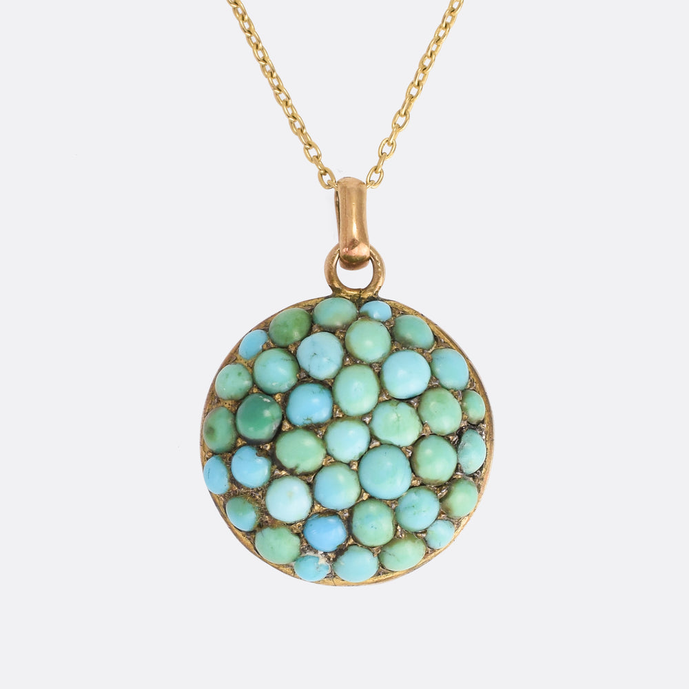 Victorian Pavé Turquoise Dome Locket
