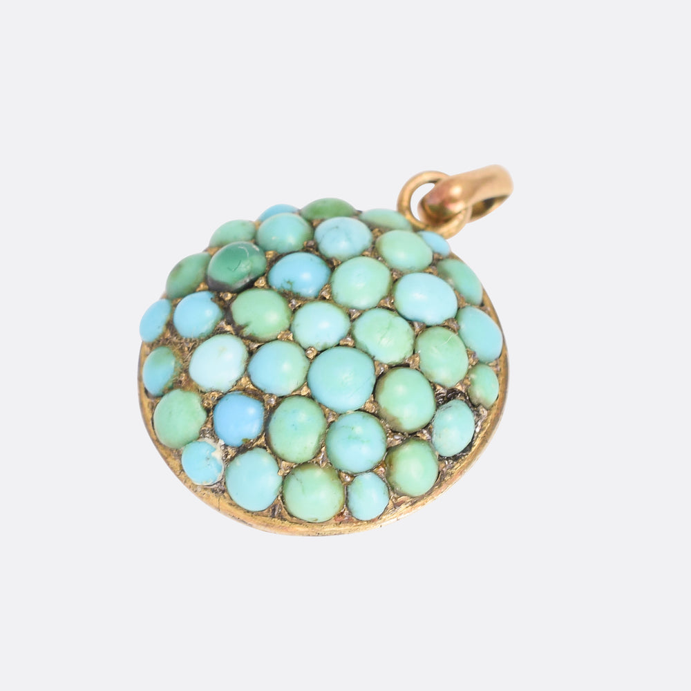 Victorian Pavé Turquoise Dome Locket