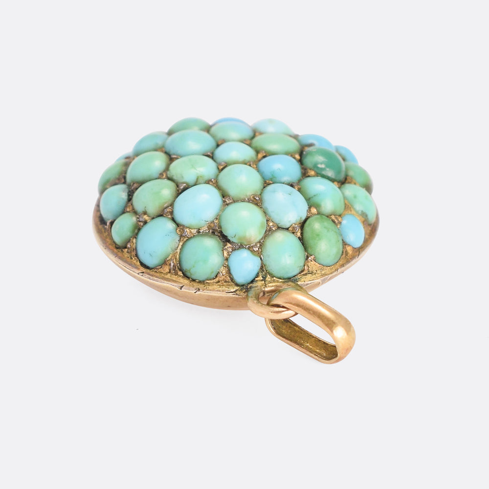 Victorian Pavé Turquoise Dome Locket