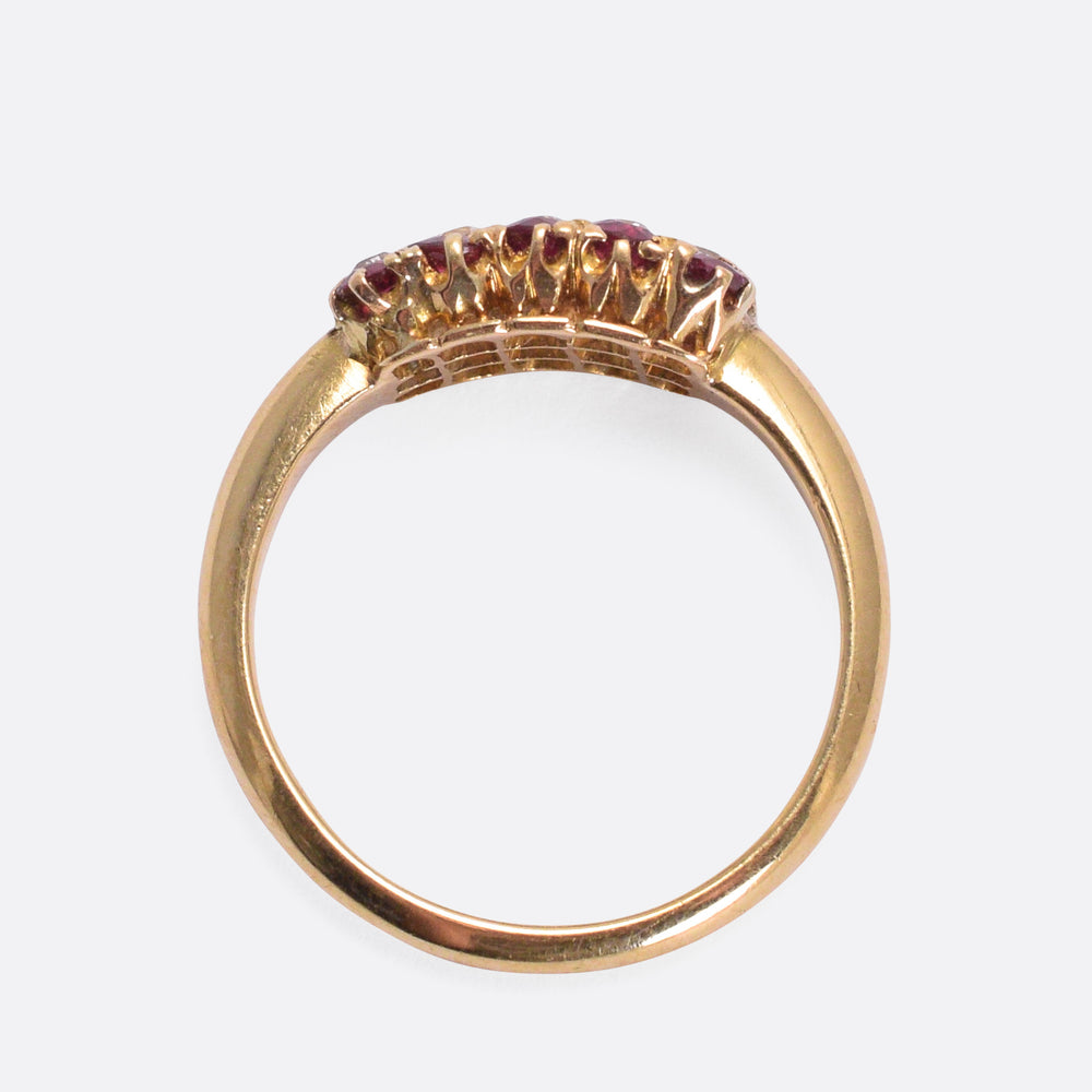 Victorian Red White & Blue Tricolor Ring