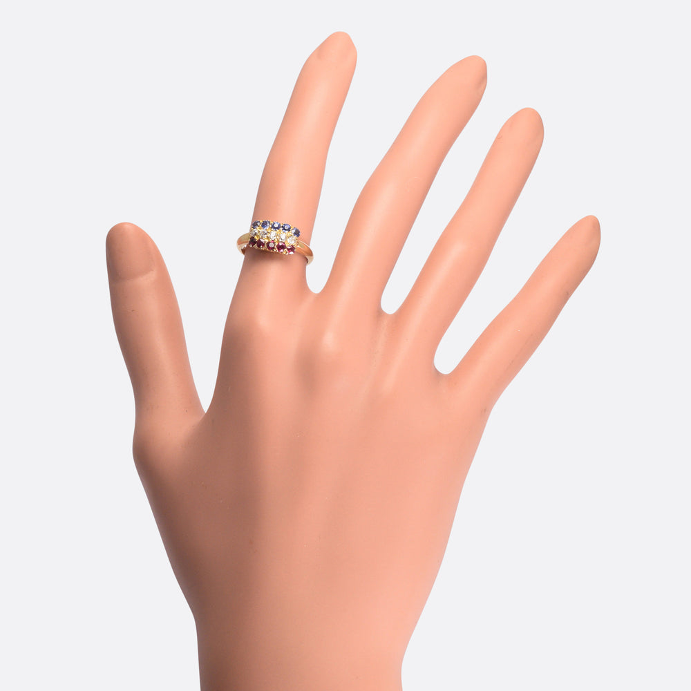 Victorian Red White & Blue Tricolor Ring
