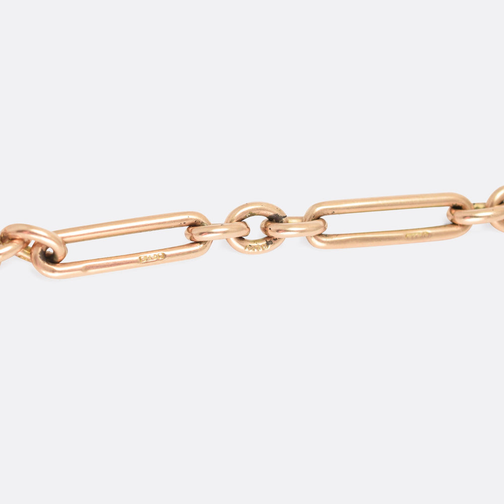 Victorian Rose Gold Trombone Link Chain