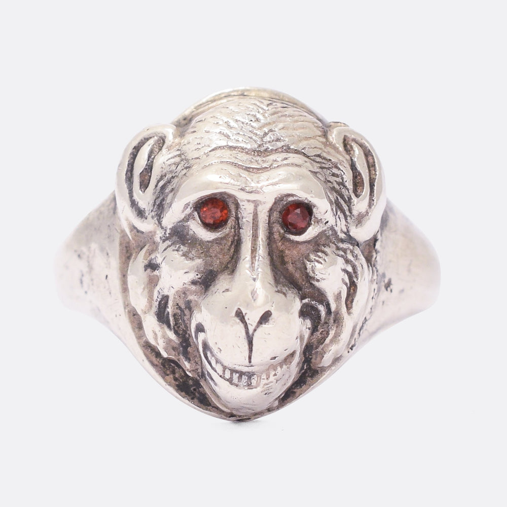 Victorian Ruby Eye Monkey Face Ring