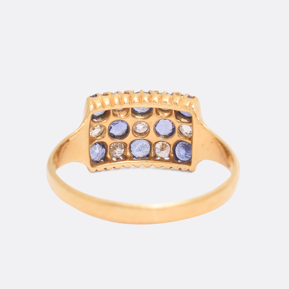 Victorian Sapphire & Diamond Chequerboard Ring