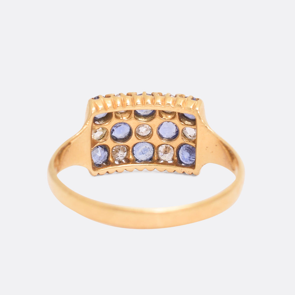 Victorian Sapphire & Diamond Chequerboard Ring