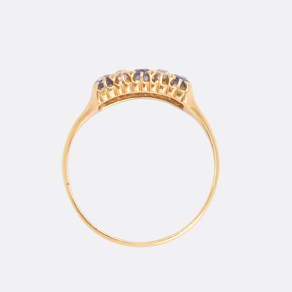 Victorian Sapphire & Diamond Chequerboard Ring
