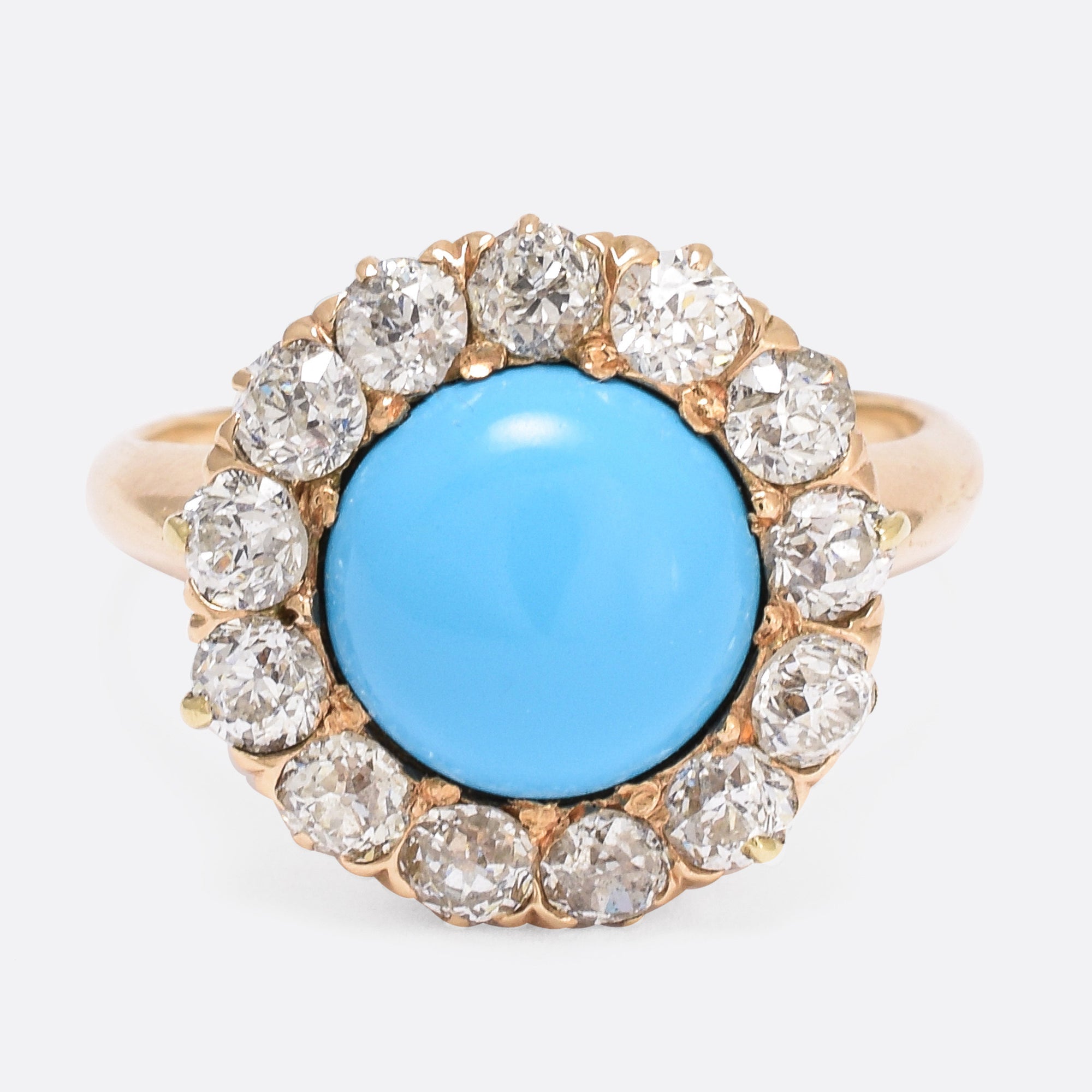 Victorian Turquoise & Diamond Cluster Ring – Butter Lane Antiques