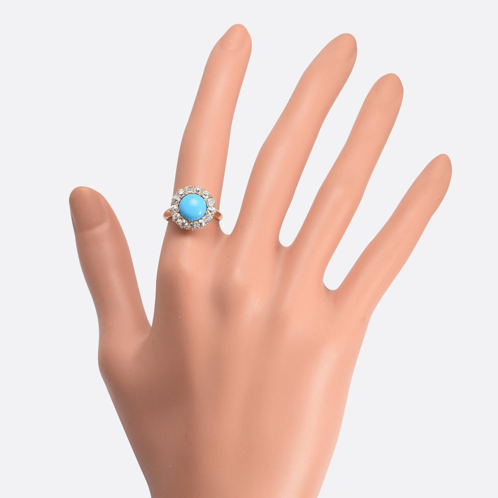 Victorian Turquoise & Diamond Cluster Ring